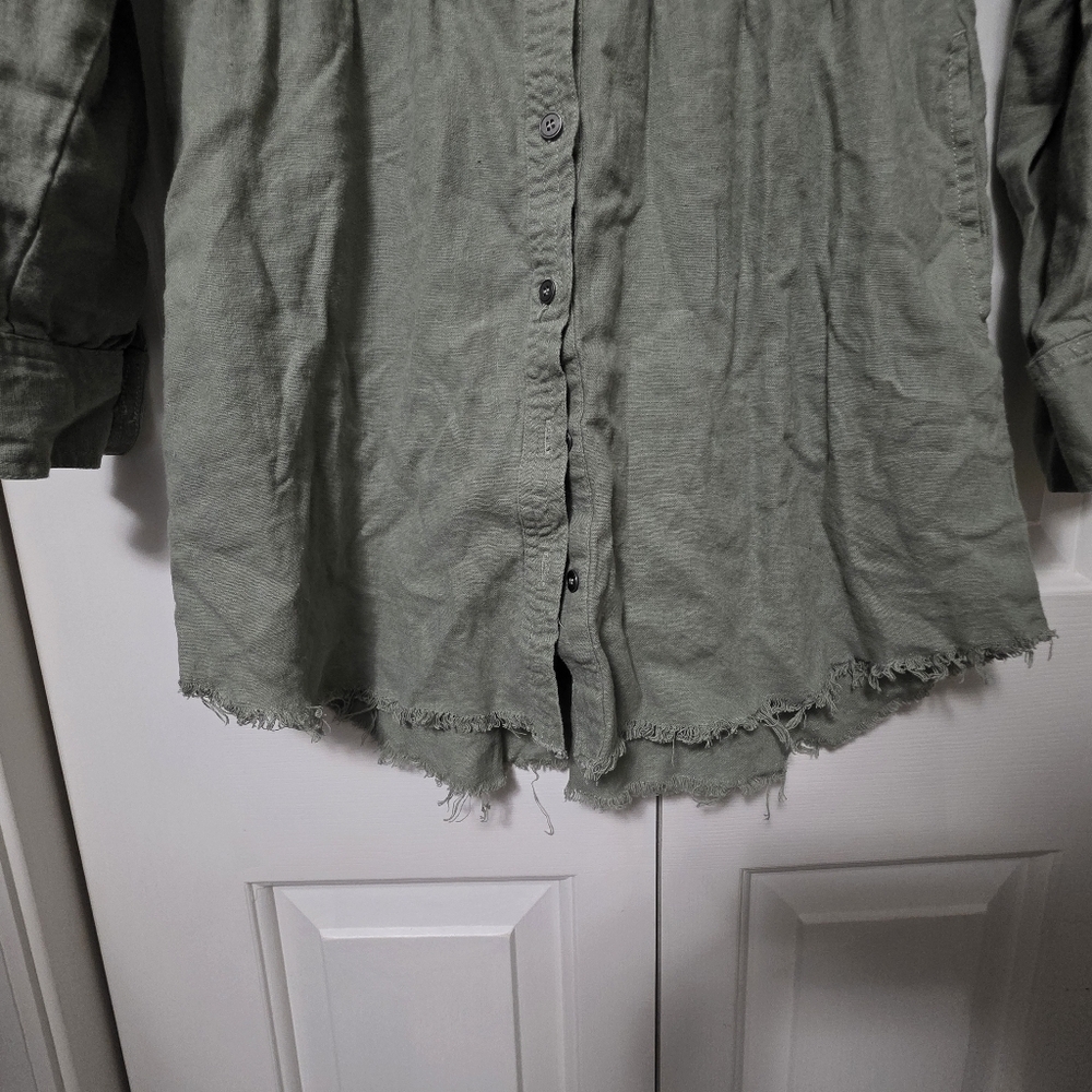 Risen Shirring Long Sleeve Raw Hem Dress With Tapered Waist And Pockets Size S. - Picture 8 of 12